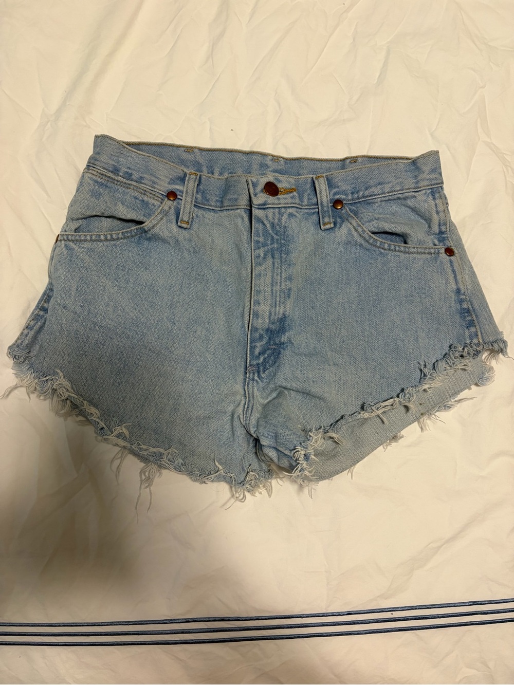Wrangler Light Blue Distressed Denim Cutoff Shorts
